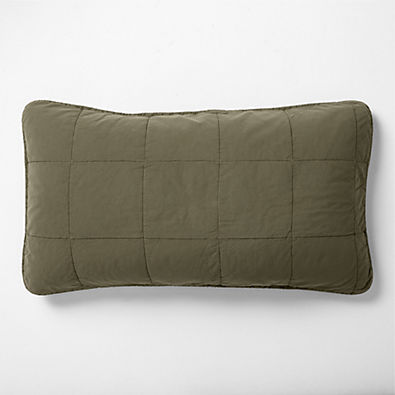 View Sunwashed Organic Cotton Burnt Green King Quilted Bed Pillow Sham details