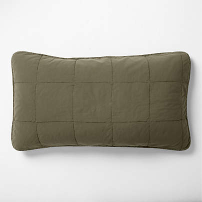 Sunwashed Organic Cotton Burnt Green King Quilted Bed Pillow Sham