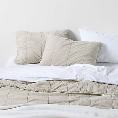 View Sunwashed Organic Cotton Fog Grey King Box Quilt details