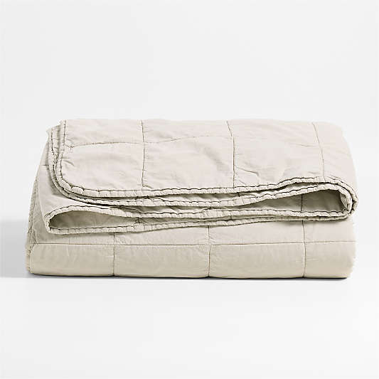 Sunwashed Organic Cotton Fog Grey Full/Queen Box Quilt