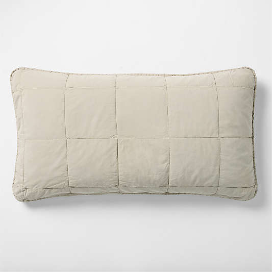 Sunwashed Organic Cotton Fog Grey King Quilted Bed Pillow Sham