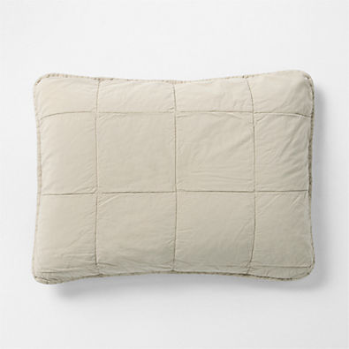 View Sunwashed Organic Cotton Fog Grey Standard Quilted Bed Pillow Sham details
