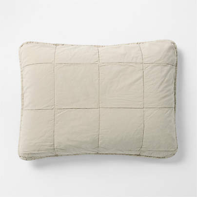 Sunwashed Organic Cotton Fog Grey Standard Quilted Bed Pillow Sham