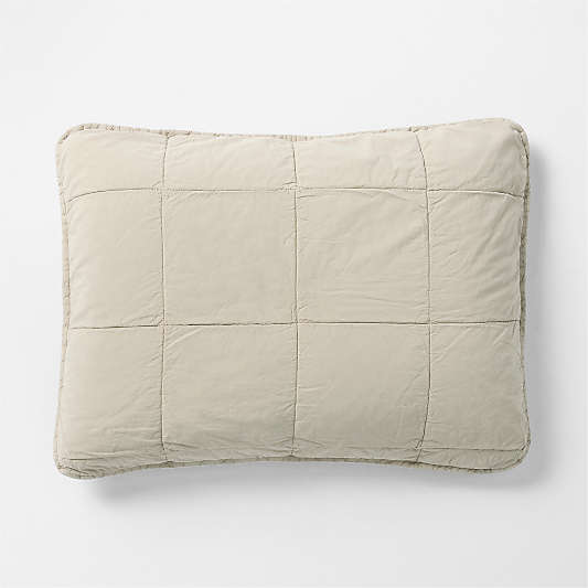 Sunwashed Organic Cotton Fog Grey King Quilted Bed Pillow Sham