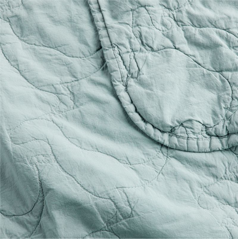 Sunwashed Misty Blue Dino Organic Cotton Baby Crib Quilt - image 5 of 7