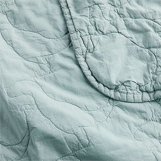 Sunwashed Misty Blue Dino Organic Cotton Baby Crib Quilt