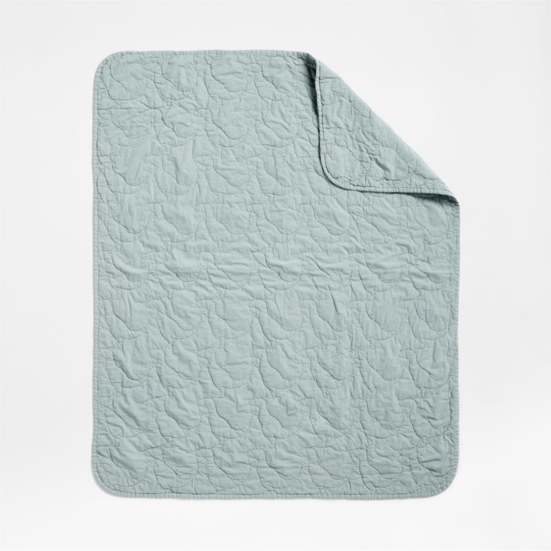 Sunwashed Misty Blue Dino Organic Cotton Baby Crib Quilt - image 4 of 7