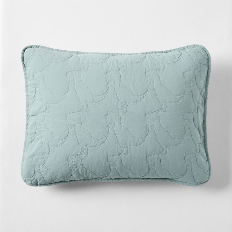 Sunwashed Misty Blue Dino Organic Cotton Kids Pillow Sham - image 0 of 5