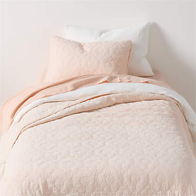 Sunwashed Shell Pink Daisy Organic Cotton Kids Full/Queen Quilt