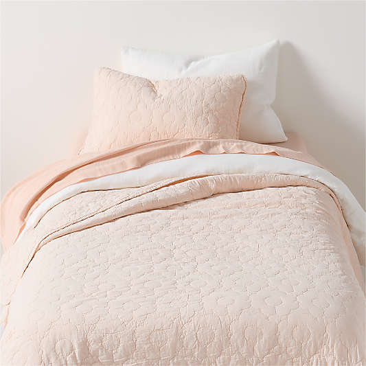 Sunwashed Shell Pink Daisy Organic Cotton Kids Quilt