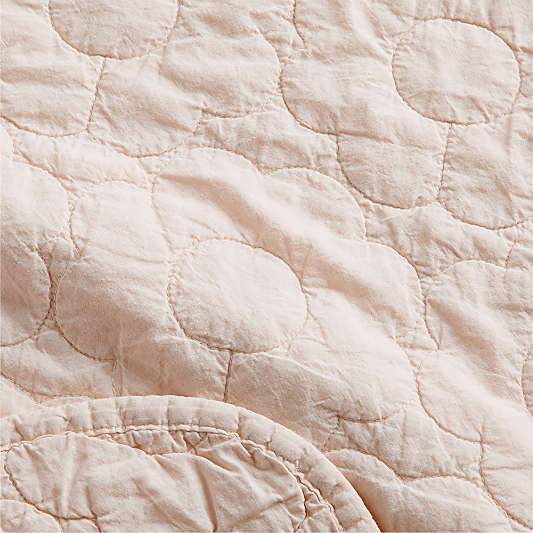 Sunwashed Shell Pink Daisy Organic Cotton Baby Crib Quilt