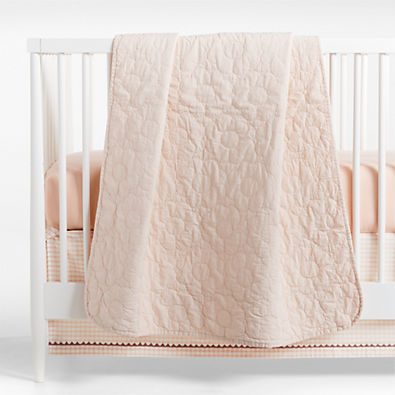 View Sunwashed Shell Pink Daisy Organic Cotton Baby Crib Quilt details
