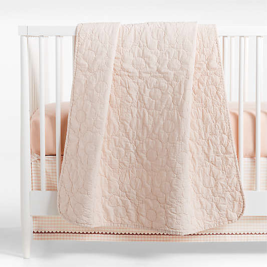 Sunwashed Shell Pink Daisy Organic Cotton Baby Crib Quilt