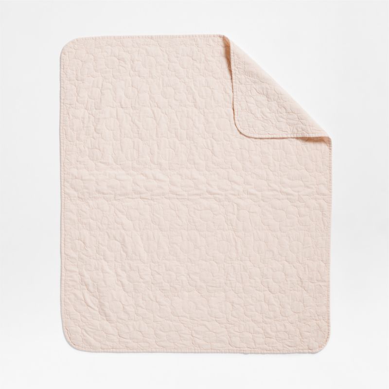 Sunwashed Shell Pink Daisy Organic Cotton Baby Crib Quilt - image 4 of 7