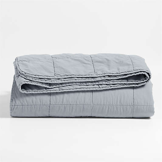 Sunwashed Organic Cotton Smoke Blue King Box Quilt