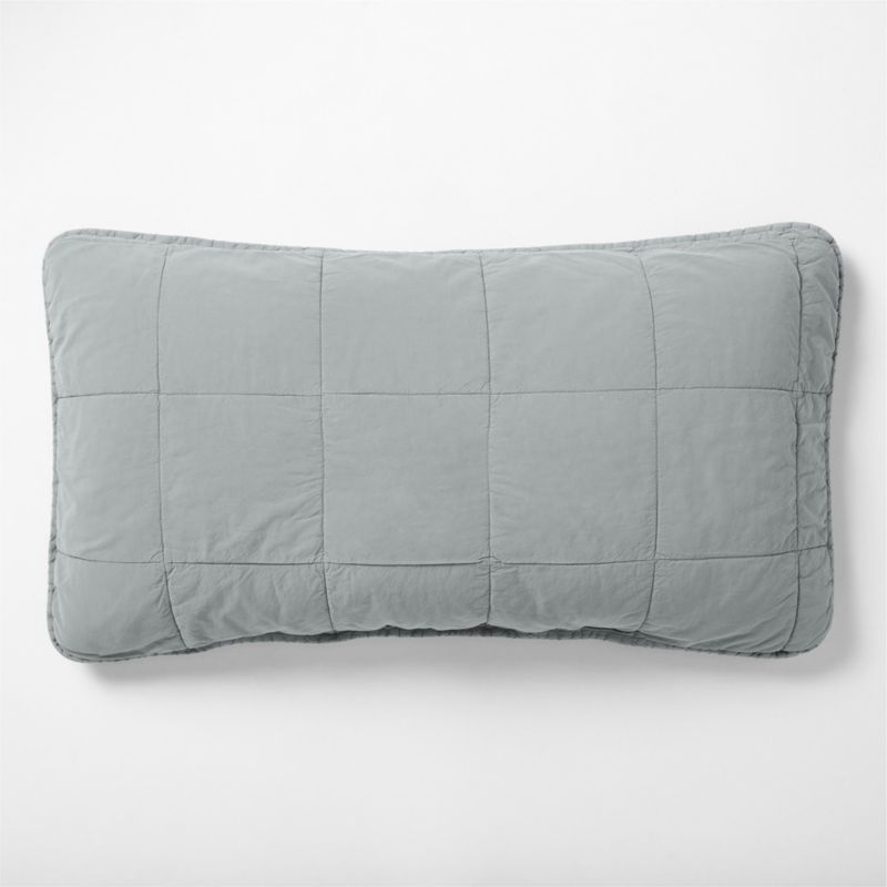 Viewing product image Sunwashed Organic Cotton Smoke Blue King Quilted Bed Pillow Sham - image 1 of 9