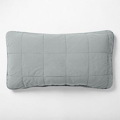 View Sunwashed Organic Cotton Smoke Blue King Quilted Bed Pillow Sham details