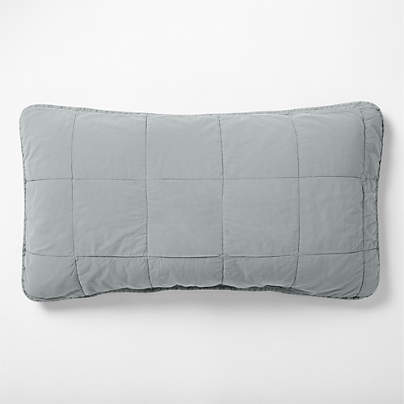 Sunwashed Organic Cotton Smoke Blue King Quilted Bed Pillow Sham