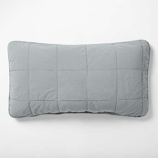 Sunwashed Organic Cotton Smoke Blue King Quilted Bed Pillow Sham