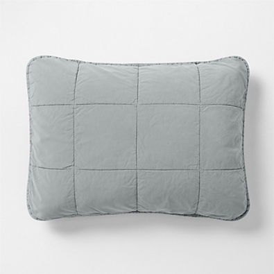 View Sunwashed Organic Cotton Smoke Blue Standard Quilted Bed Pillow Sham details