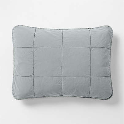 Sunwashed Organic Cotton Smoke Blue Standard Quilted Bed Pillow Sham