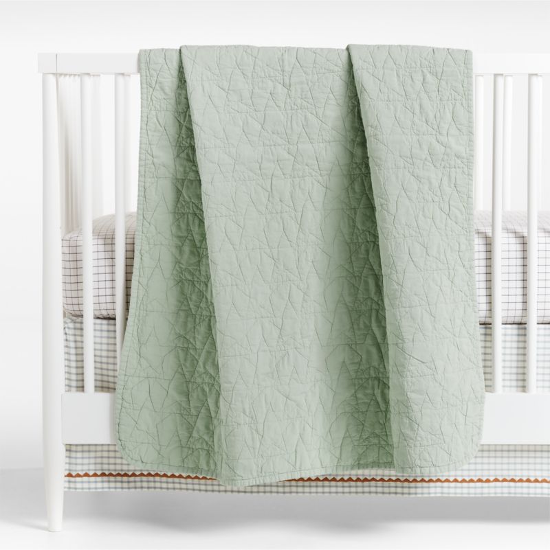 Sunwashed Seafoam Green Star Organic Cotton Baby Crib Quilt - image 0 of 7