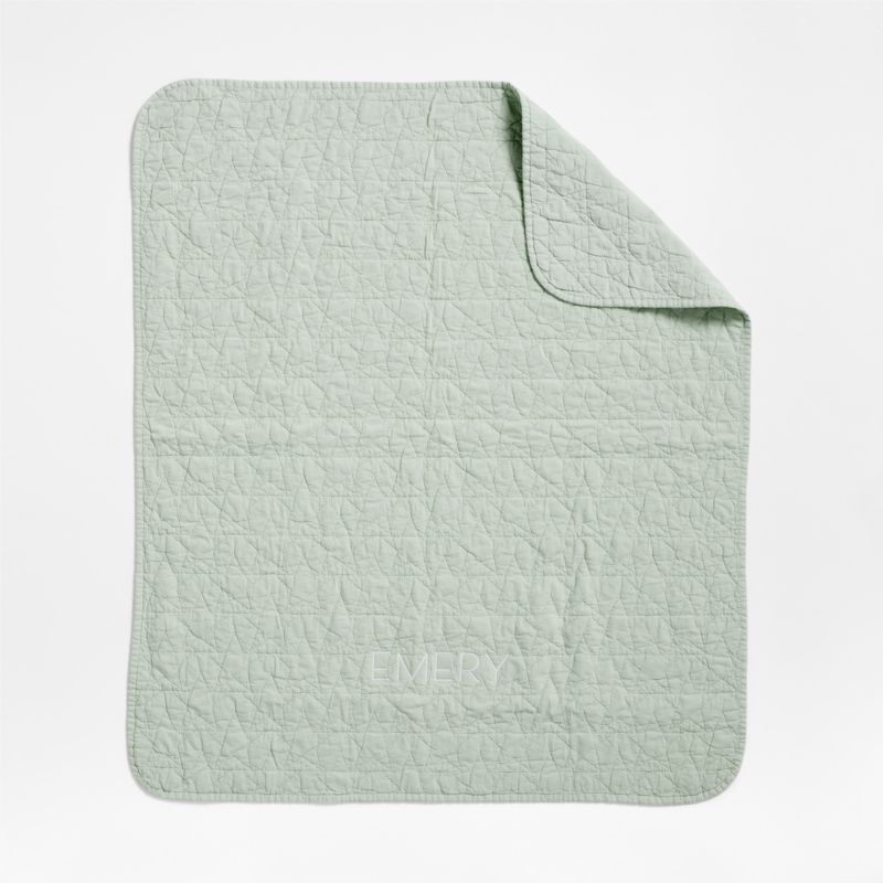 Sunwashed Seafoam Green Star Organic Cotton Baby Crib Quilt - image 3 of 7