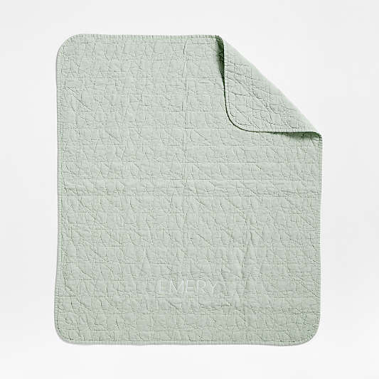 Sunwashed Seafoam Green Star Organic Cotton Baby Crib Quilt