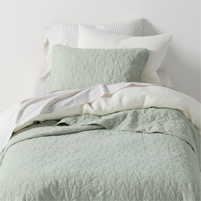 Sunwashed Seafoam Green Star Organic Cotton Kids Full/Queen Quilt - image 0 of 7