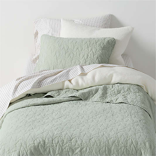 Stax Mini Grid Grey Yarn-Dyed Organic Cotton Kids Full/Queen Duvet Cover