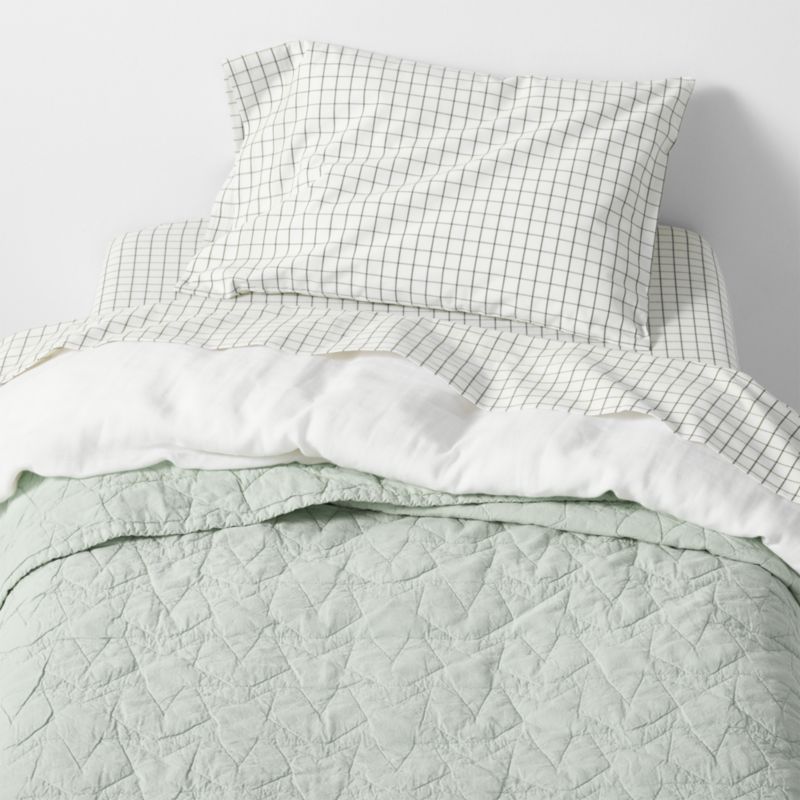 Sunwashed Seafoam Green Star Organic Cotton Baby Crib Quilt - image 2 of 7