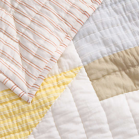 Pata Sunwashed Patchwork Organic Cotton Reversible Baby Crib Quilt Bedding Set