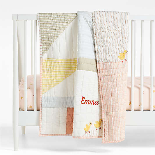 Pata Sunwashed Patchwork 100% Organic Cotton Reversible Baby Crib Quilt