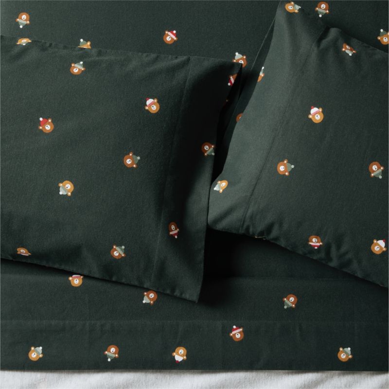 Supercozy Festive Bears Organic Cotton Flannel Kids Twin Sheet Set - image 2 of 7