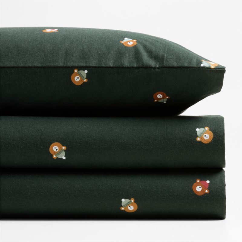 Supercozy Festive Bears Organic Cotton Flannel Kids Twin Sheet Set - image 5 of 7