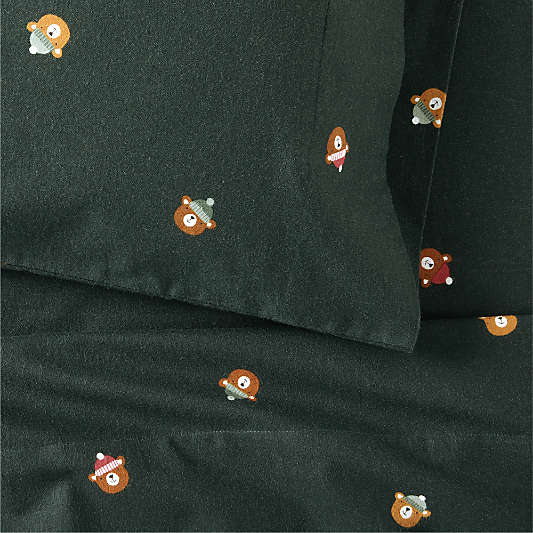 Supercozy Festive Bears Organic Cotton Flannel Kids Twin Sheet Set