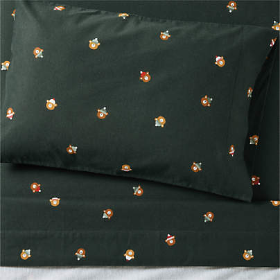 Supercozy Festive Bears Organic Cotton Flannel Kids Twin Sheet Set