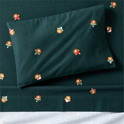 Supercozy Festive Bears Organic Cotton Flannel Toddler Sheet Set