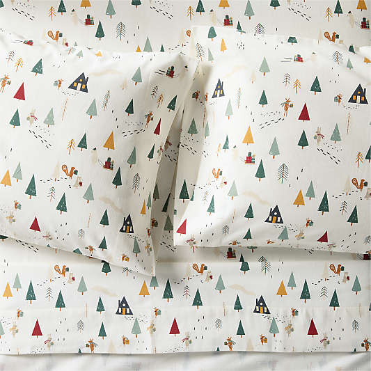 Supercozy Holiday Presents Organic Cotton Flannel Kids Christmas Full Sheet Set