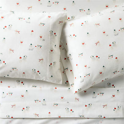 Supercozy Snow Friends Organic Cotton Flannel Kids Queen Sheet Set