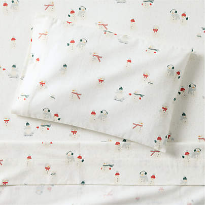 Supercozy Snow Friends Organic Cotton Flannel Toddler Sheet Set