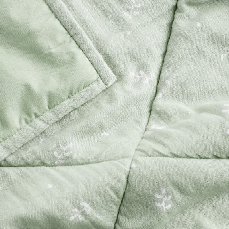 Supersoft Muted Teal Leaf Print Cotton Gauze Baby Crib Quilt - image 6 of 12