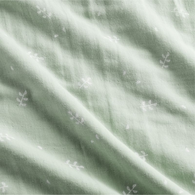 Supersoft Muted Teal Leaf Print Organic Cotton Gauze Toddler Duvet Cover - image 3 of 7