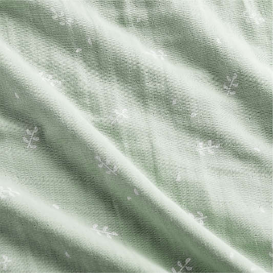 Supersoft Muted Teal Leaf Print Organic Cotton Gauze Toddler Duvet Cover