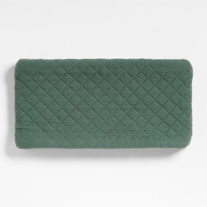 Supersoft Pine Green Organic Cotton Gauze Baby Changing Pad Cover - image 1 of 2