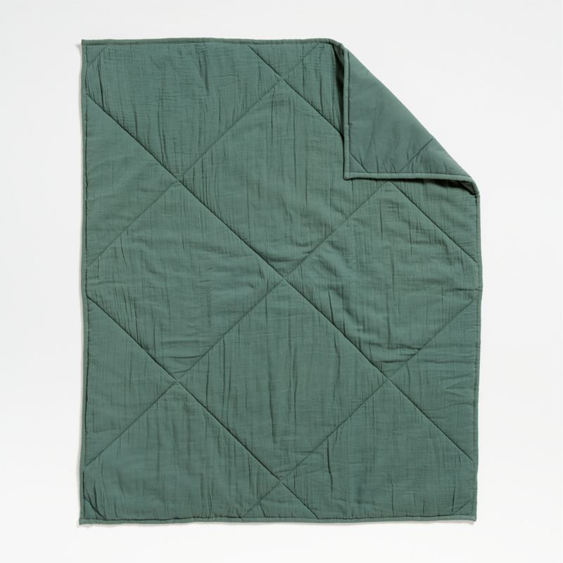 Supersoft Pine Green Cotton Gauze Baby Crib Quilt - image 4 of 7