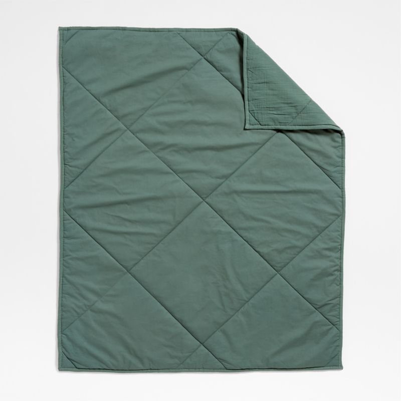 Supersoft Pine Green Cotton Gauze Baby Crib Quilt - image 3 of 7