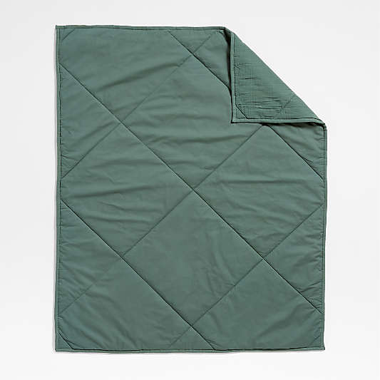 Supersoft Pine Green Cotton Gauze Baby Crib Quilt