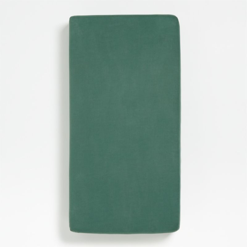 Supersoft Pine Green Organic Cotton Gauze Baby Crib Fitted Sheet - image 4 of 7