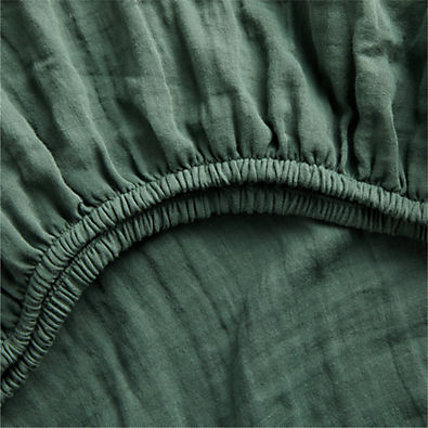 View Supersoft Pine Green Organic Cotton Gauze Baby Crib Fitted Sheet details